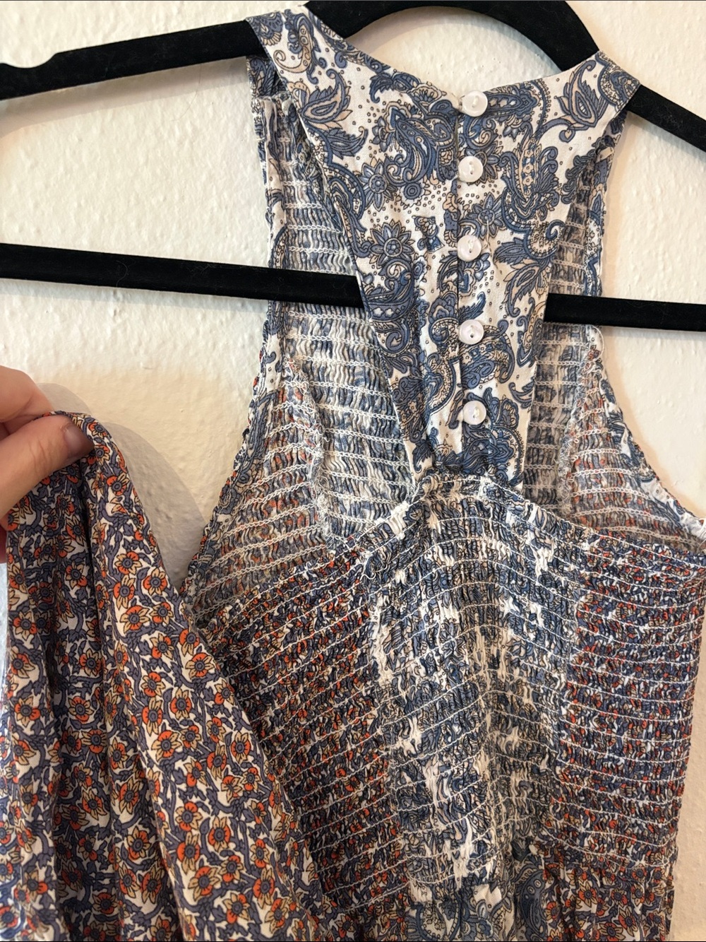 Japna Mixed Floral Halter Maxi Dress in Blue and Brown - Picture 9 of 13